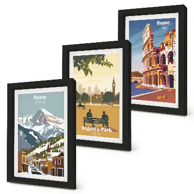 Bilderwand mit Motiven aus dem Ouray Park in London und dem Kolosseum in Rom