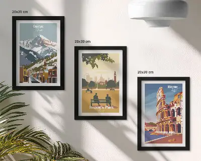 Bilderwand mit Motiven aus dem Ouray Park in London und dem Kolosseum in Rom