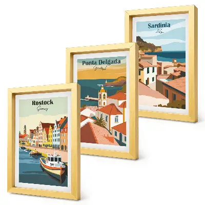 Bilderwand mit Ansichten europäischer Küsten- und Hafenstädte