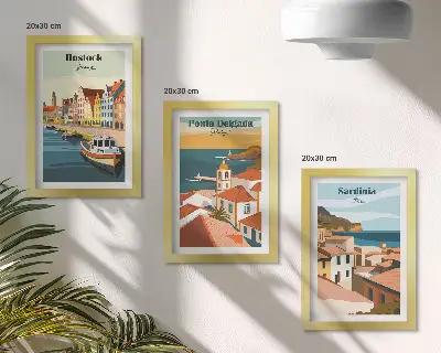 Bilderwand mit Ansichten europäischer Küsten- und Hafenstädte