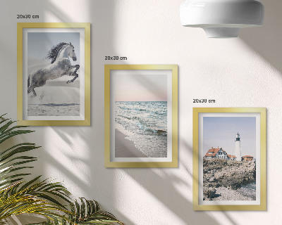 Bilderwand Pferde in Bewegung, Strand und Leuchtturm, Wasserwellen