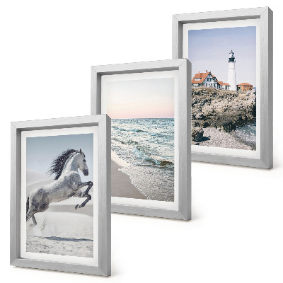 Bilderwand Pferde in Bewegung, Strand und Leuchtturm, Wasserwellen