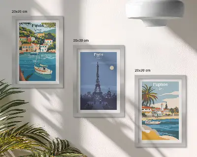 Fotowand mit Ansichten von Küstenstädten und ihrer Architektur