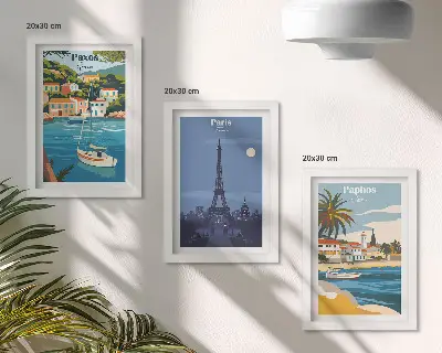 Fotowand mit Ansichten von Küstenstädten und ihrer Architektur