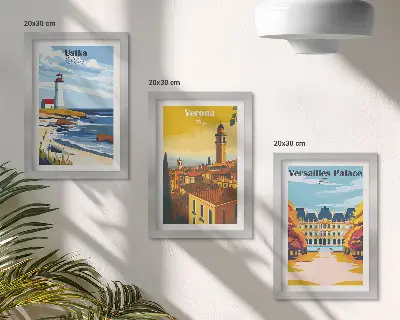 Fotowand mit Ansichten berühmter Orte am Meer und in Städten