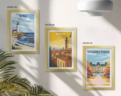 Fotowand mit Ansichten berühmter Orte am Meer und in Städten