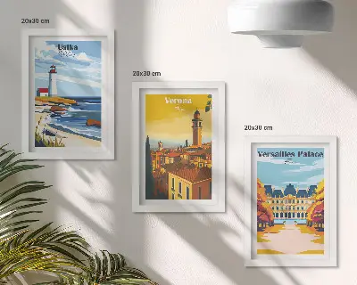 Fotowand mit Ansichten berühmter Orte am Meer und in Städten