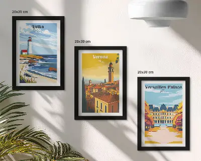 Fotowand mit Ansichten berühmter Orte am Meer und in Städten