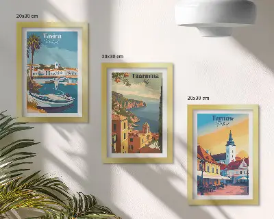 Fotowand mit Ansichten von Küstenstädten und Architektur