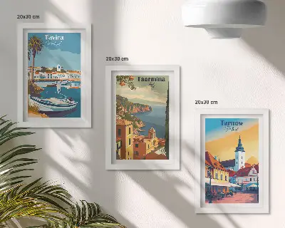 Fotowand mit Ansichten von Küstenstädten und Architektur