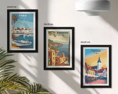 Fotowand mit Ansichten von Küstenstädten und Architektur