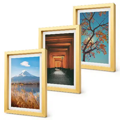 Bilderwand mit japanischen Landschaften, Natur und Architektur aus Asien