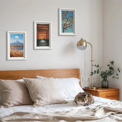 Bilderwand mit japanischen Landschaften, Natur und Architektur aus Asien