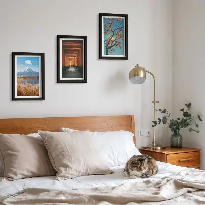 Bilderwand mit japanischen Landschaften, Natur und Architektur aus Asien