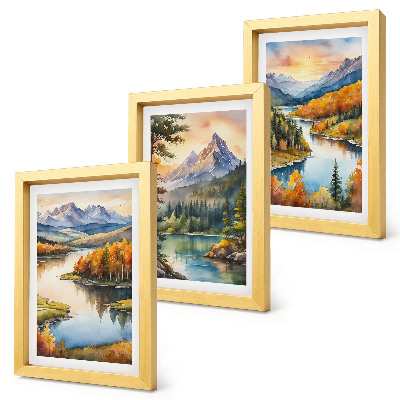 Bilderwand Berglandschaften mit einem Fluss und farbenprächtigen Bäumen