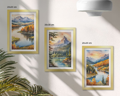 Bilderwand Berglandschaften mit einem Fluss und farbenprächtigen Bäumen