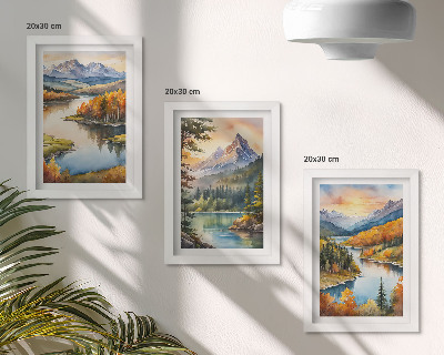Bilderwand Berglandschaften mit einem Fluss und farbenprächtigen Bäumen