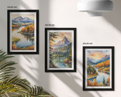 Bilderwand Berglandschaften mit einem Fluss und farbenprächtigen Bäumen