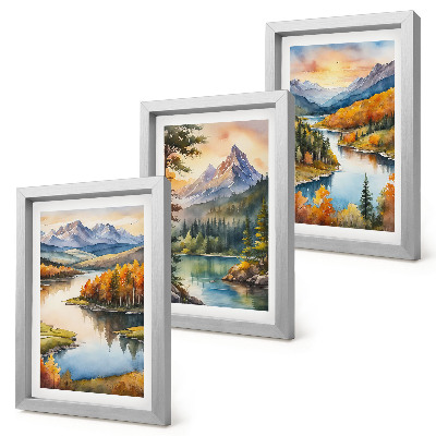 Bilderwand Berglandschaften mit einem Fluss und farbenprächtigen Bäumen