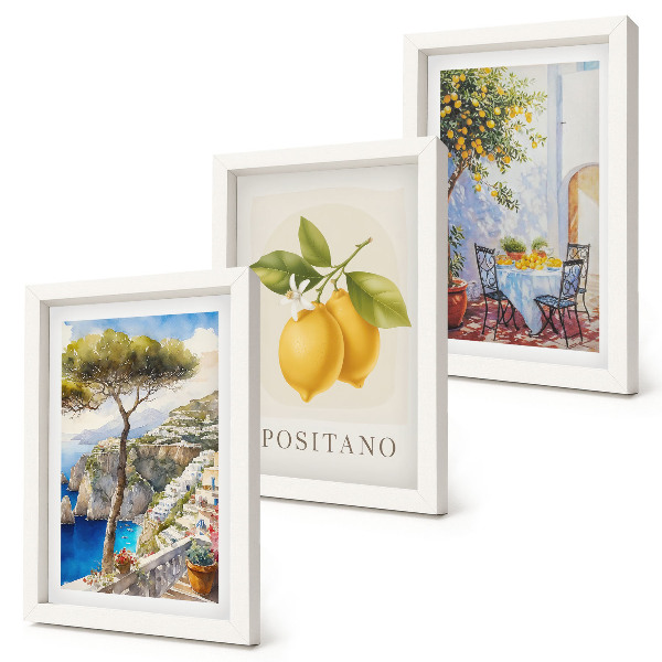 Fotowand Blick auf Positano mit Zitronenbäumen in der Sonne
