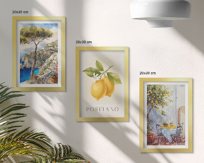 Fotowand Blick auf Positano mit Zitronenbäumen in der Sonne
