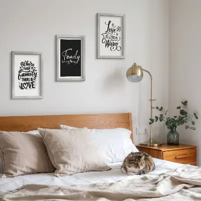 Bilderset mit Rahmen mit inspirierenden Zitaten über Familie, Liebe, Wärme und Zuhause