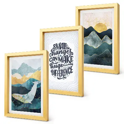 Fotowand mit abstrakten Berglandschaften und inspirierender Inschrift