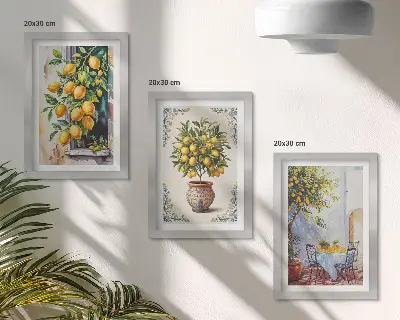 Bilderwand mit Motiv Zitronenbäume und Früchte in sonniger Lage
