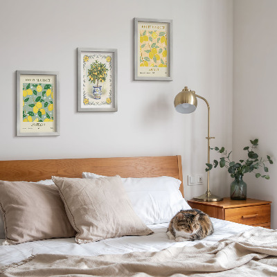 Bilderset mit rahmen Italienische Poster mit Zitrusbäumen und Früchten