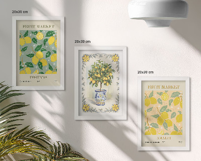 Bilderset mit rahmen Italienische Poster mit Zitrusbäumen und Früchten