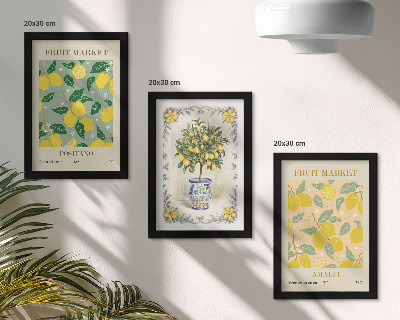 Bilderset mit rahmen Italienische Poster mit Zitrusbäumen und Früchten