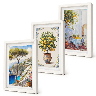 Bilderwand Meerblick mit Zitronenbaum und Gartentisch