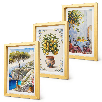 Bilderwand Meerblick mit Zitronenbaum und Gartentisch