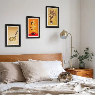 Bilderset mit Rahmen mit Küchen- und Getränkemotiven