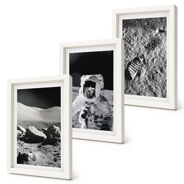 Bilderwand Mondfotos mit Astronaut und Fußabdruck