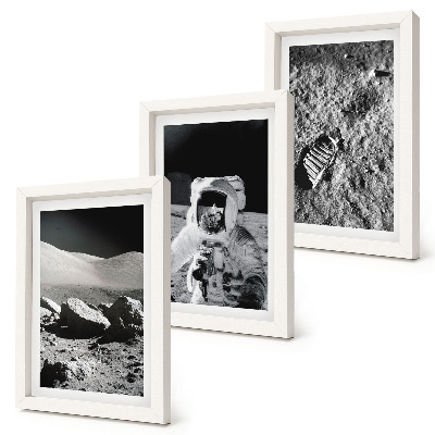 Bilderwand Mondfotos mit Astronaut und Fußabdruck