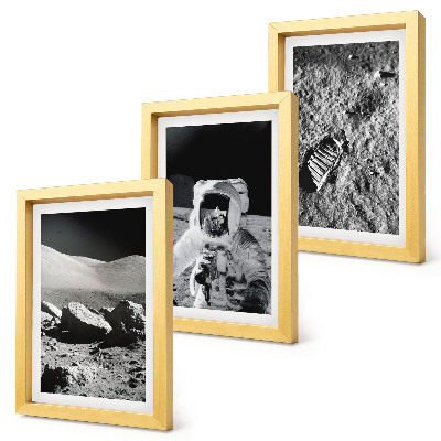 Bilderwand Mondfotos mit Astronaut und Fußabdruck