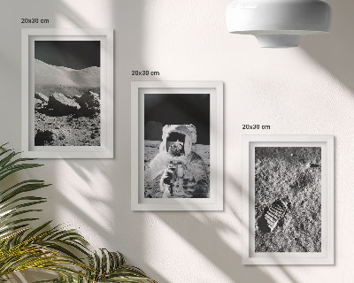 Bilderwand Mondfotos mit Astronaut und Fußabdruck