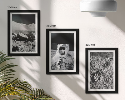 Bilderwand Mondfotos mit Astronaut und Fußabdruck