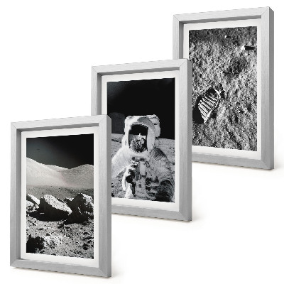 Bilderwand Mondfotos mit Astronaut und Fußabdruck