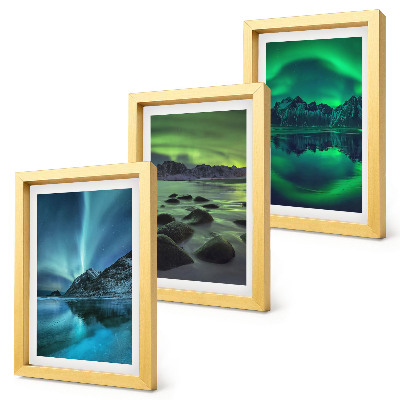 Bilderwand Winterlandschaft mit Nordlichtern und Bergen