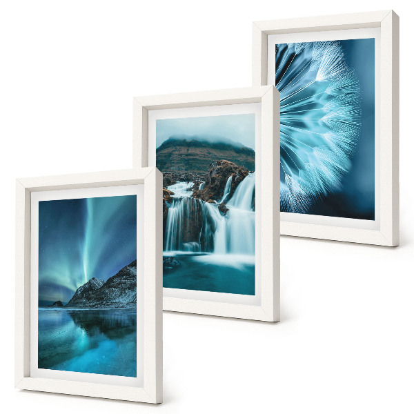 Bilderwand Winterlandschaften mit Wasserfällen und Nordlichtern