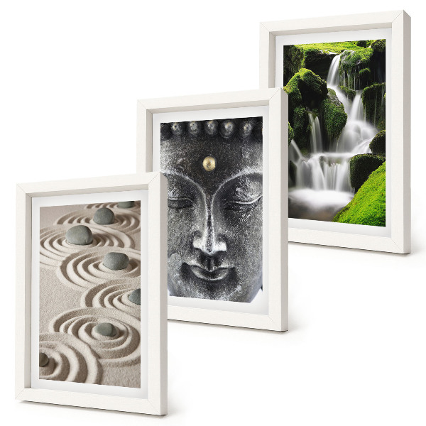 Fotowand Die Ruhe der Natur mit Steinen, einem Wasserfall und Buddha