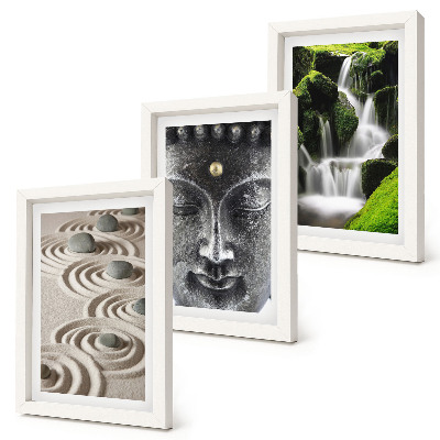 Fotowand Die Ruhe der Natur mit Steinen, einem Wasserfall und Buddha