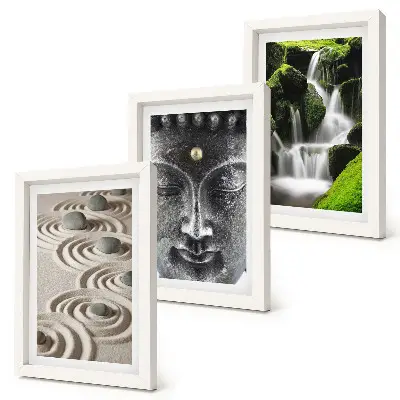 Fotowand mit Buddha und Wasserfall in der Natur