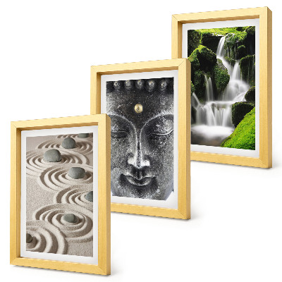 Fotowand Die Ruhe der Natur mit Steinen, einem Wasserfall und Buddha