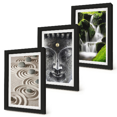 Fotowand Die Ruhe der Natur mit Steinen, einem Wasserfall und Buddha
