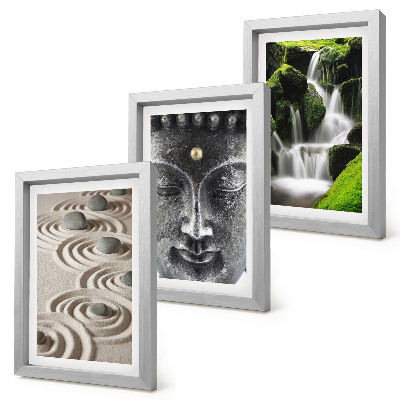 Fotowand Die Ruhe der Natur mit Steinen, einem Wasserfall und Buddha