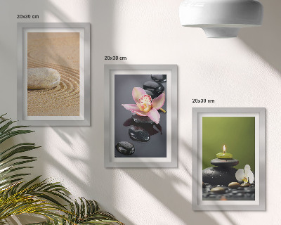 Bilderset mit rahmen Entspannende Steinmotive, die Frieden und Zen symbolisieren.