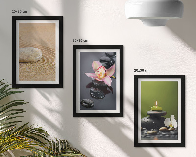 Bilderset mit rahmen Entspannende Steinmotive, die Frieden und Zen symbolisieren.